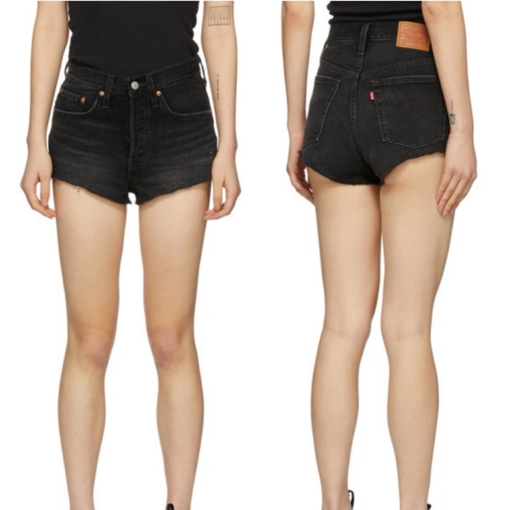 Levi's Black Jean Shorts Black High Waist 501 Micro 25 NEW
